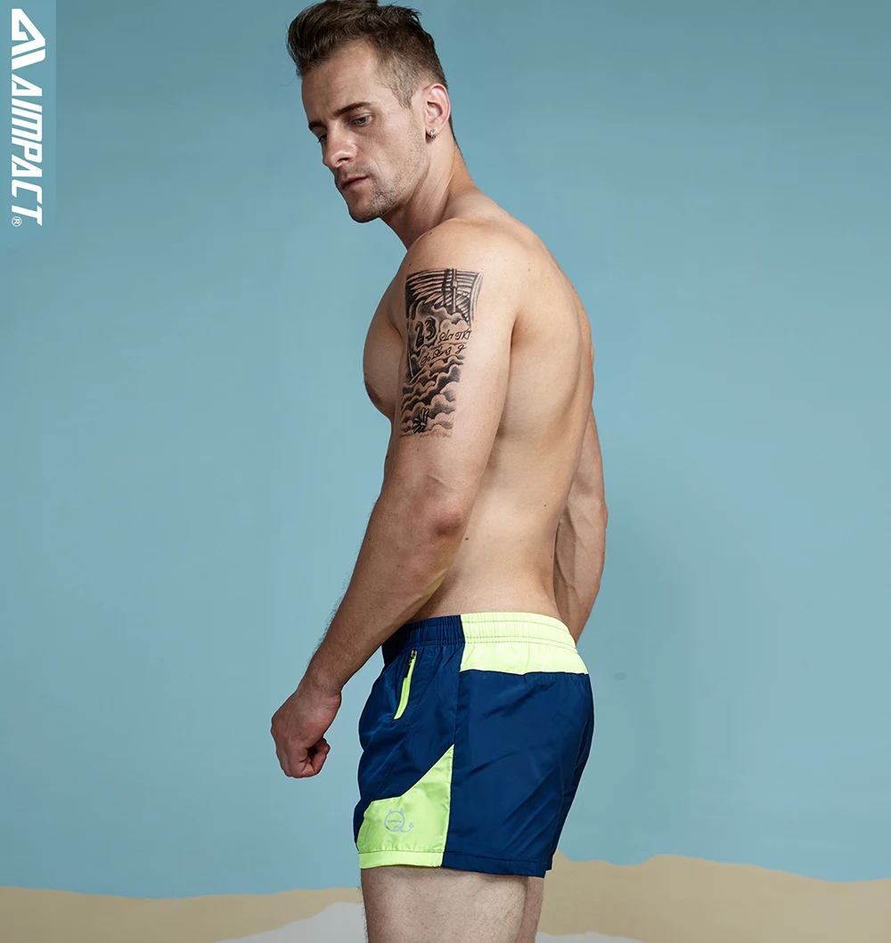 Aimpact быстросохнущие мужские пляжные шорты из кусков с подкладкой, сексуальные шорты для плавания, шорты для серфинга, SD02