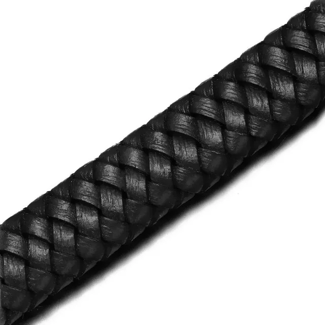 RUIMO 10*5mm Wide Genuine Braided Leather Rope Vintage Brown&Black