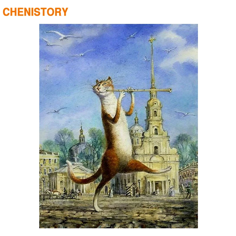 

CHENISTORY Music Cat Animals DIY Painting By Numbers Abstract Modern Wall Art Picture Acrylic Unique Gift For Home Decor Artwork