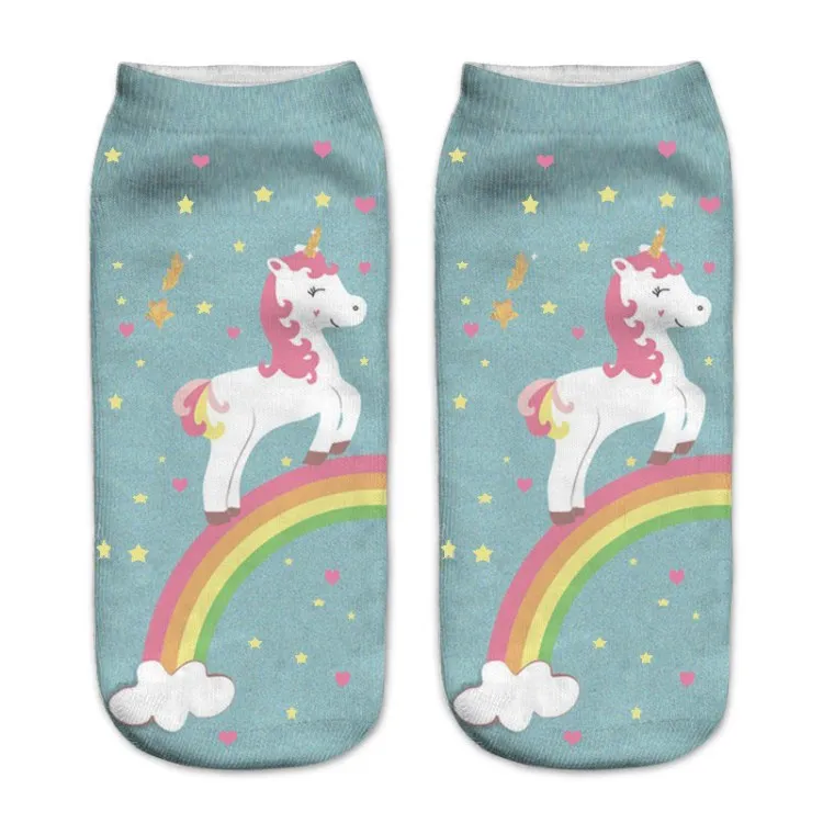 Hot Sale Harajuku 3D Print Unicorn Women Sock 16 Patterns Women Kawaii Cute Casual Popular Ankle Women Socks hue socks Women's Socks