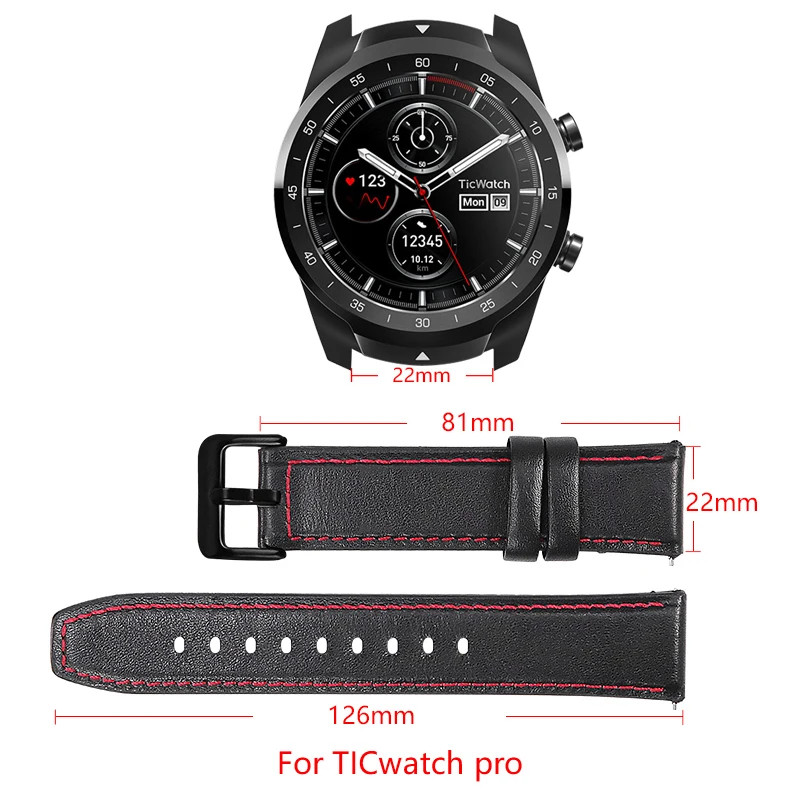 22 мм кожаный/силиконовый браслет для часов ticwatch pro сменный ремешок кожаный