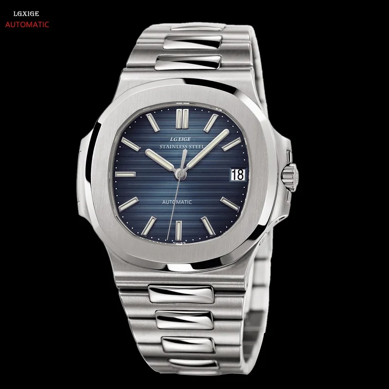 Relógio de Pulso Automático de Aço Mecânico Inoxidável Masculino Luminoso Mãos Nautilus Marca Superior Luxo Aaa Patek Lgxige pp