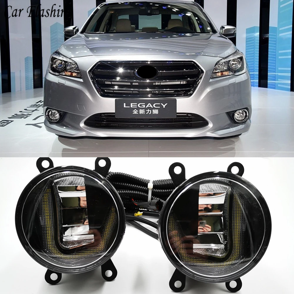 

3-IN-1 Functions Auto LED For Subaru Legacy GT 2013 - 2016 DRL Daytime Running Light Car Projector Fog Lamp with yellow signal
