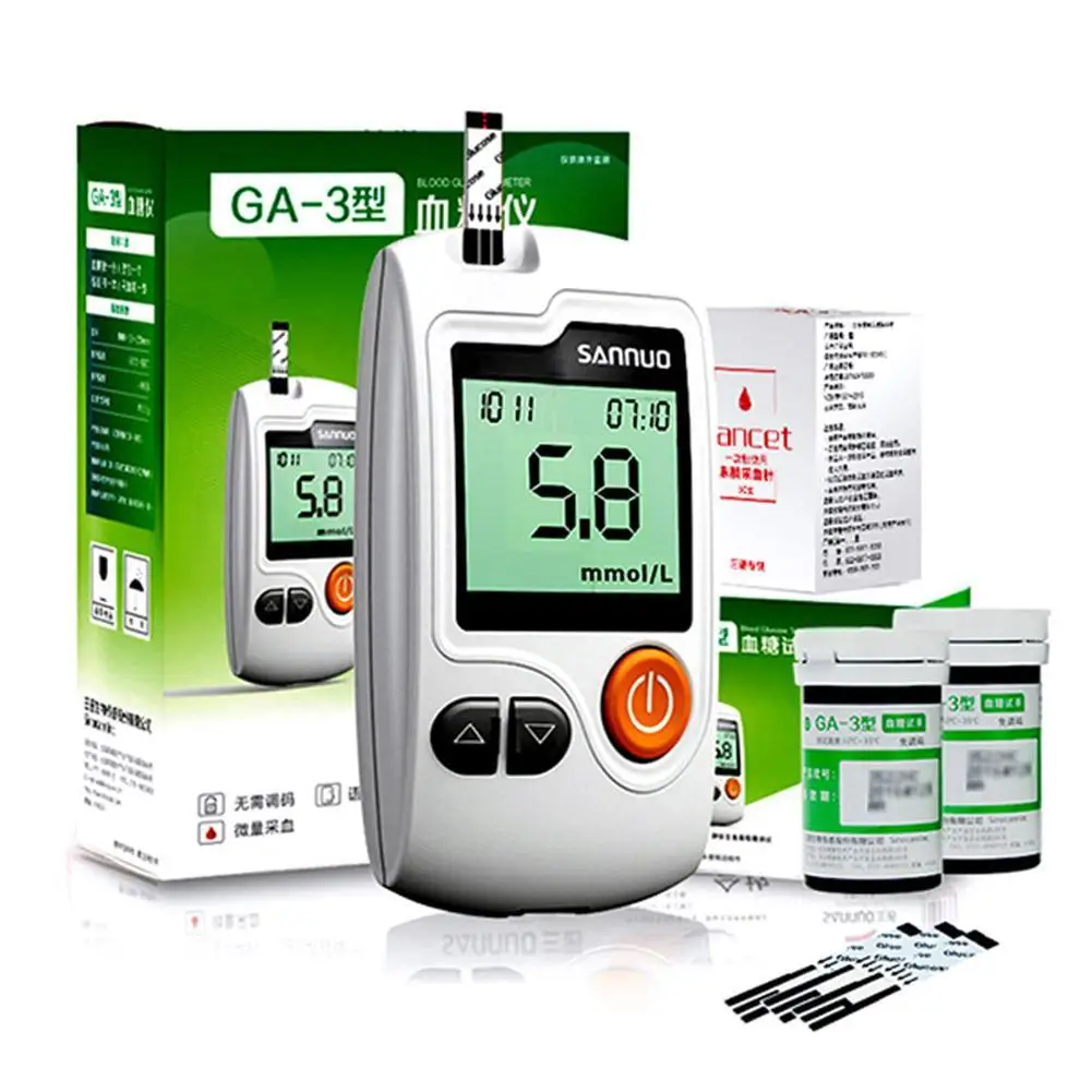 

English Guide Blood Glucose Meter 50 Pcs Test Strips Lancets Medical Blood Sugar Meter Glucometer Diabetes Tester
