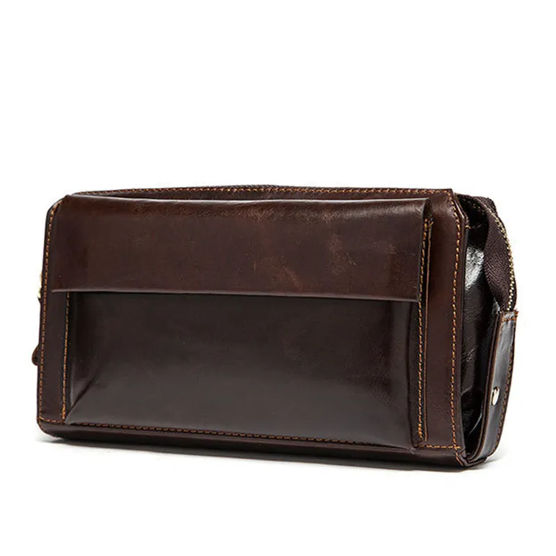 

2018 New Vintage Genuine Leather Men's Clutch Bags Large Capacity Natural Cowskin Male Wallet Phone Bags Fashion Business Clutch