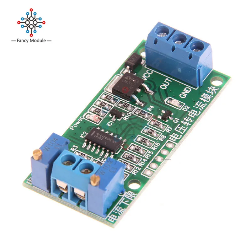 

Linear Conversion Voltage to Current Transmitter Signal Module 0-5V to 4-20mA DC 12V-24V Potentiometer Adjustable isolated Board