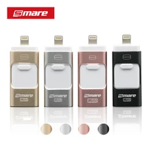 Smare 3in1 128GB 64GB 32GB 16GB Metal USB OTG iFlash Drive HD USB Flash Drives for iPhone for iPad for iPod and Android Phone
