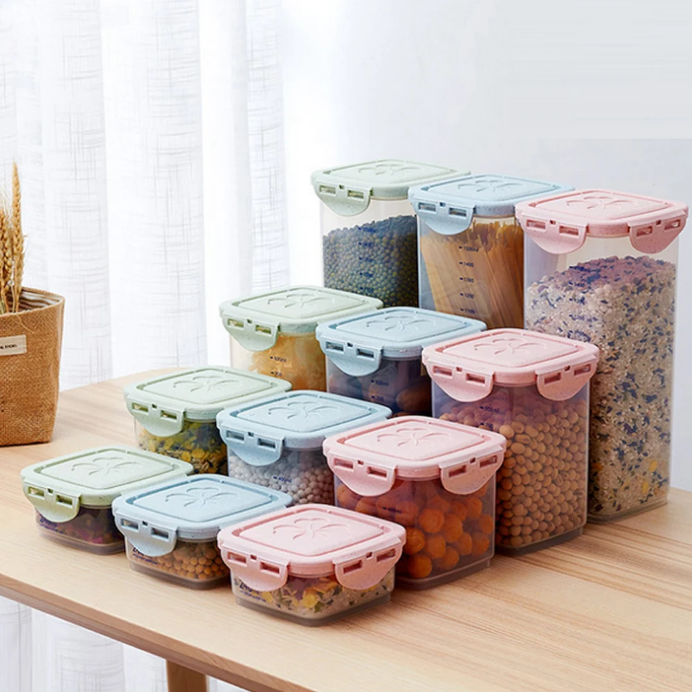 

1pcs Graduated Cereal Storage Box Organizer Plastic Kitchen Food Storage Container Tank For Snacks Home Organization