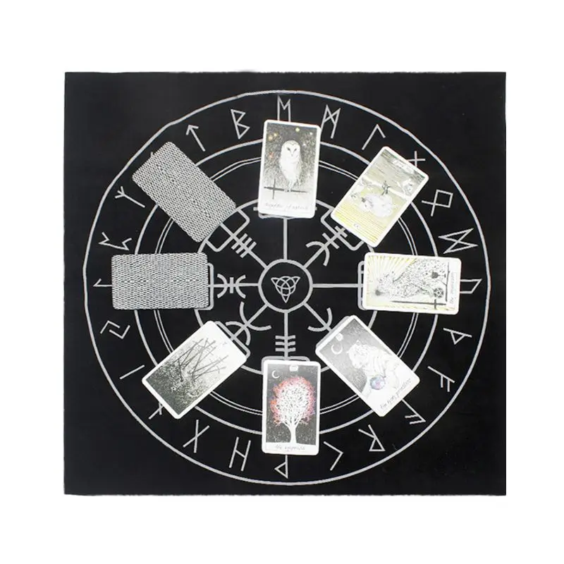 

49x49cm Tarot Tablecloth Triple Moon Pentagram Pagan Altar Tarot Cloth Flannel