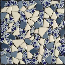 Azulejo de mosaico de cerámica esmaltado con fragmento Irregular azul de China, azulejo de pared para suelo de piscina o escalera de baño de ducha