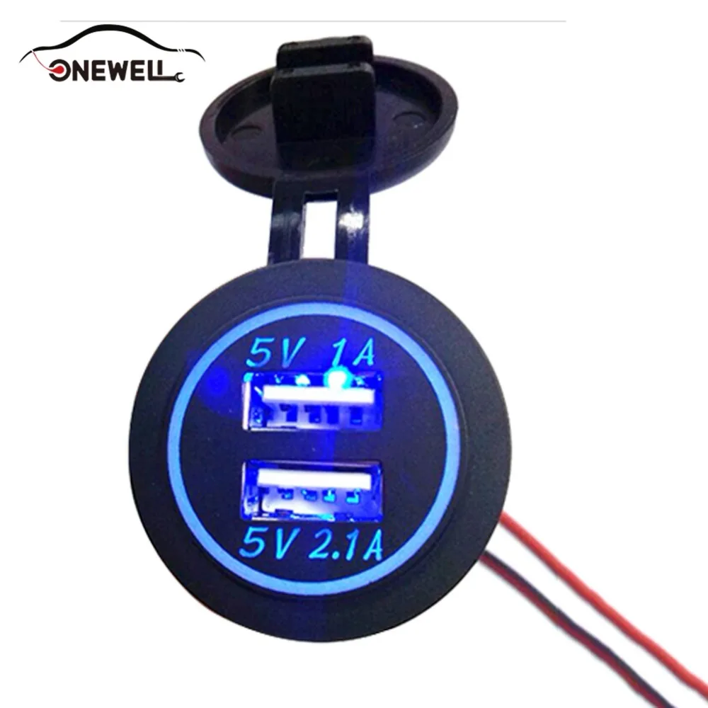 

Motorcycle Dual USB Socket Charger Power Adapter Outlet Power Mobile Phone Charger with LED 12-24V for Auto Car Truck Yacht Bus