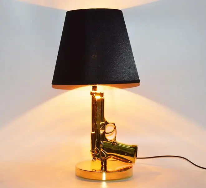 Luxury gun pistol Shade LED Table Lamp E27 Reading Desk Lights black