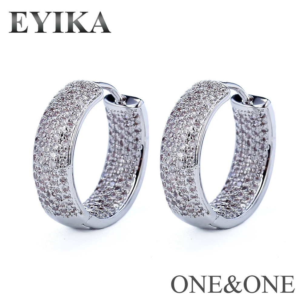 

EYIKA 2019 Newest Round cubic zirconia hoop earring elegant women jewelry Mother's Day Gift Earring E101777