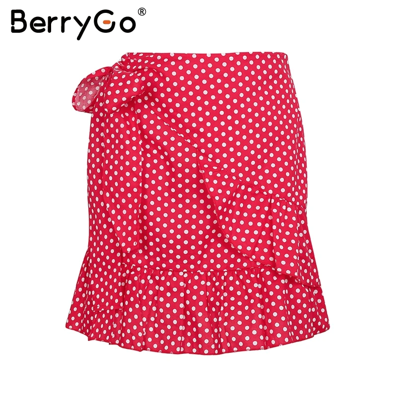 BerryGo/шикарная юбка с оборками в стиле бохо, Женская мини-юбка с цветочным принтом, клетчатая повседневная короткая юбка с высокой талией, лето