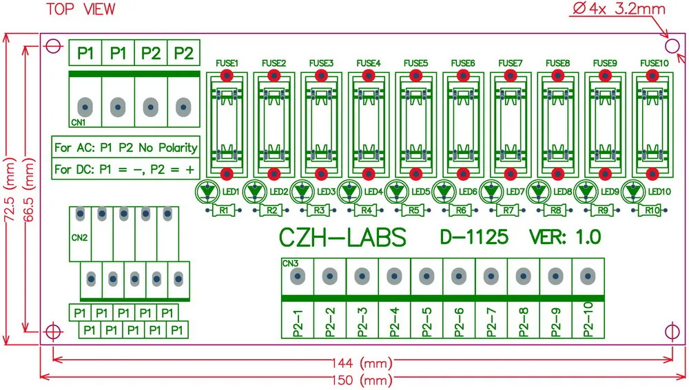 Electronics-Salon Support panneau 10 Position Power Distribution Module Board Fusible pour AC//DC 5 ~ 48.