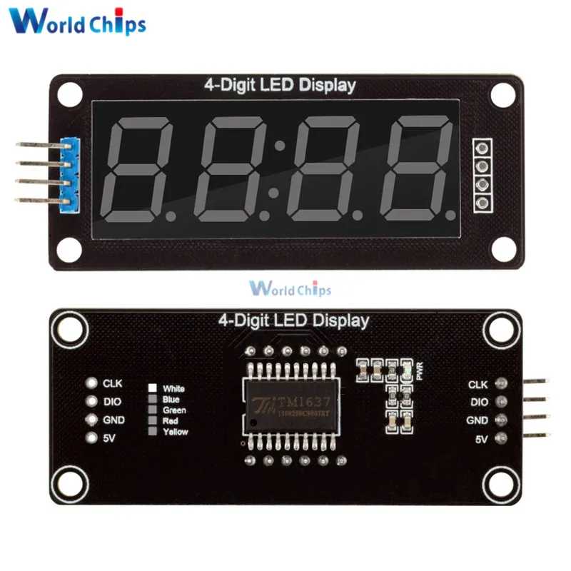 4-разрядный светодиодный 0,5" Дисплей трубки, десятичная система 7 сегментов TM1637 часы с двойным точки модуль 0,56 дюймов белый Дисплей для Arduino