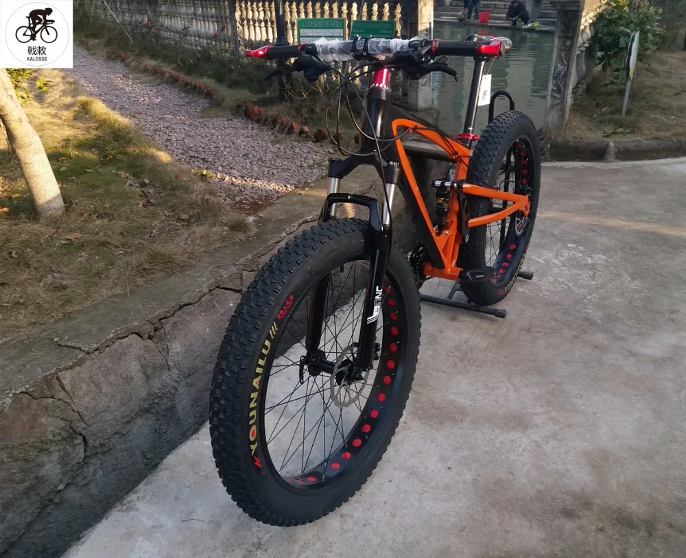 Excellent Kalosse  26*4.0 tires   24/27/30 speed  snow  mountain bike Soft-tail frame  DH/AM/FR Beach  bike 0