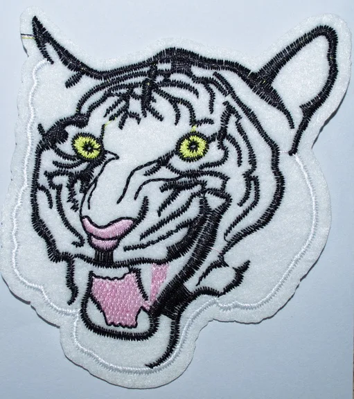 

New ! 4.3" white Bengal Tiger Cat Lion Cheetah Animal Iron On Patches, sew on patch,Appliques, Made of Cloth