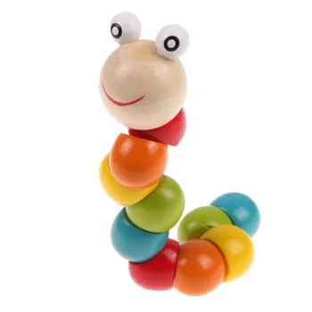 

2018 Baby Wooden Colorful Variety Twist Caterpillar Insects Blocks Toys Funny Educational Learning Toy
