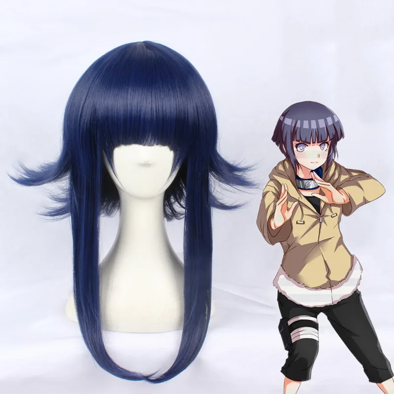 

NARUTO Hyuga Hinata Layered Black Blue Cosplay Wig Synthetic Hair For Adult