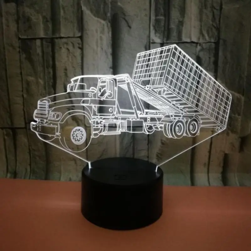 Экскаватор Гигантский Usb Led 3D светильник Лопата трактор цементный смеситель подъемная 3d визуальная иллюзия Лампа Автомобиль Грузовик детский ночной Светильник - Испускаемый цвет: E