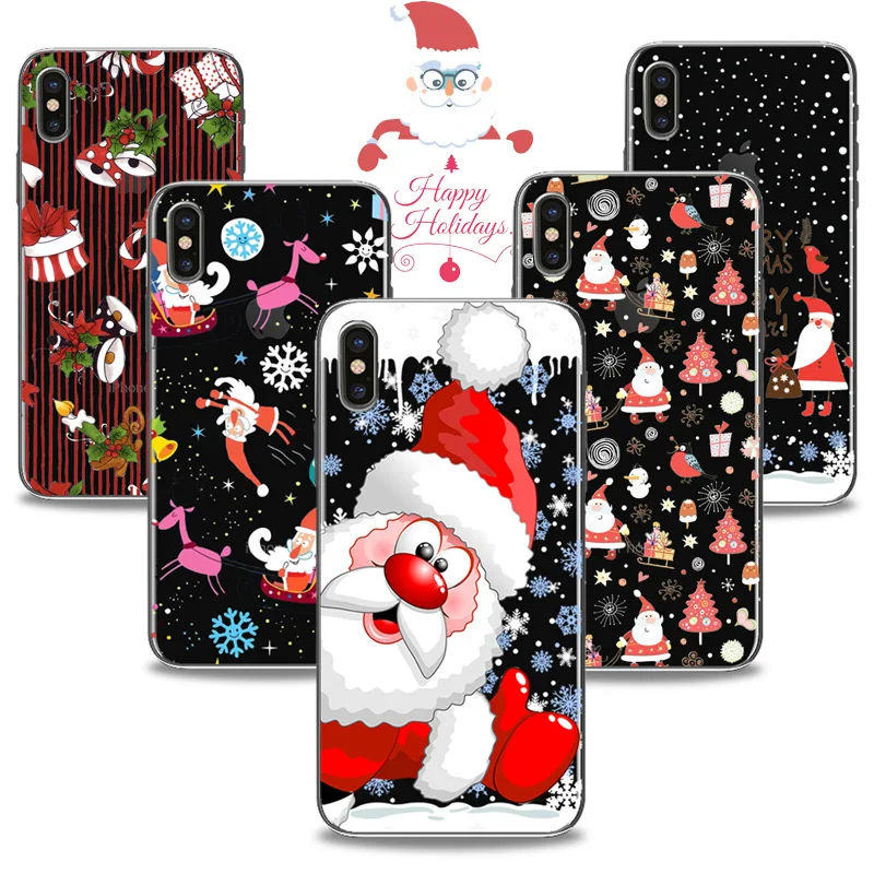 Christmas Santa Claus Case for Iphone XS MAX X XR 8 7 6 6S Plus 8plus 7plus 6plus Phone Tpu Painting Cover Gifts |