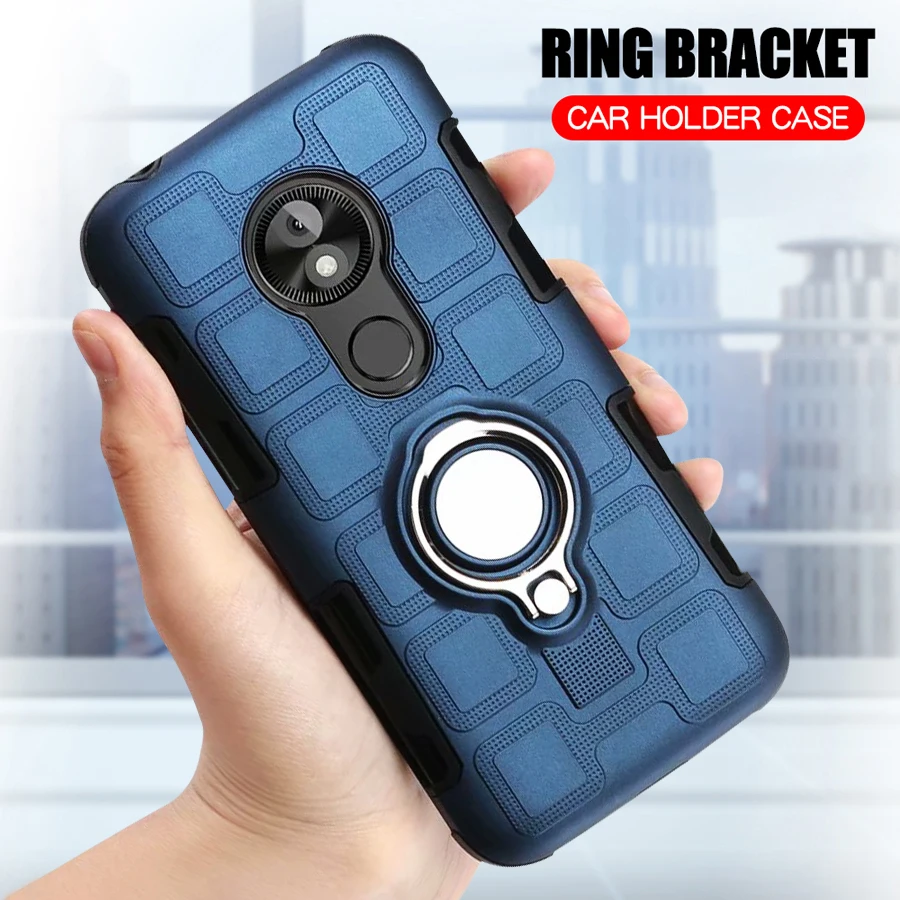 

Luxury Case For Motorola Moto E5 Play Go (5.84 inch) Silicone Armor Hard Cover For Moto E5 Play Go Ring Stand Shockproof Case