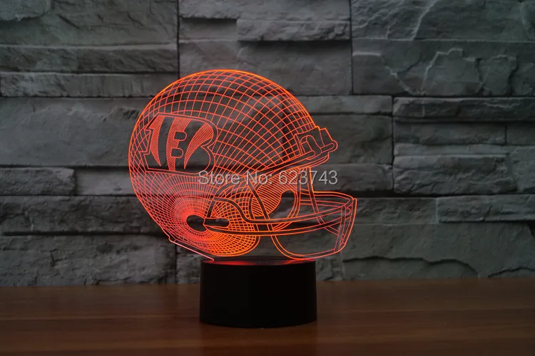 

Cincinnati Bengals American Football cap helmet 3D LED Color Changing Decor night light by Touch induction control and AAA
