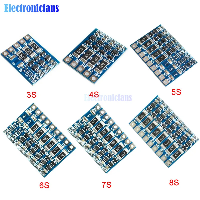 Panneau de Protection de fonction d'équilibre 3S 4s 5s 6S 7S 8S 4.2v, batterie Lithium 18650 Li-ion 66mA