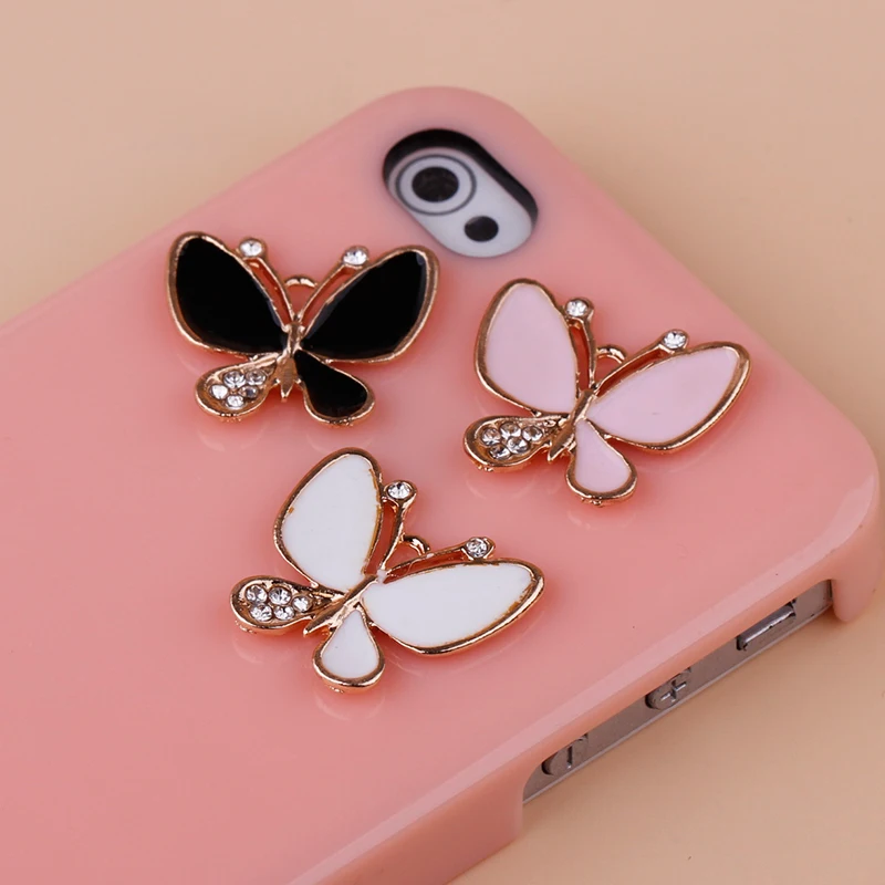 2015New 100Pcs Alloy Butterfly Rhinestone Buttons/Buckle Embellishment button DIY accessories BT255 |