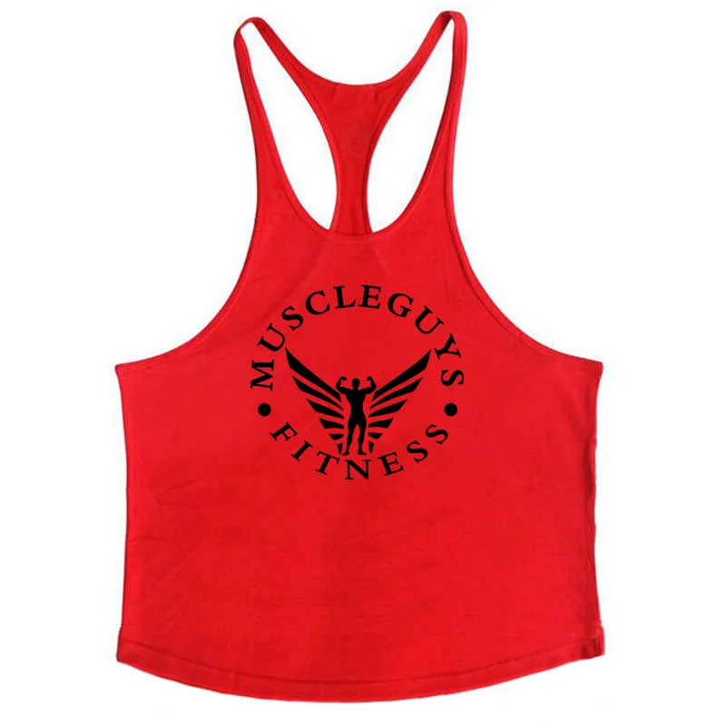 Тренажеры торговой марки muscleguys Warrior одежда Singlets Мужская майка мышцы рубашка тренировки для бодибилдинга фитнес жилет - Цвет: red wings
