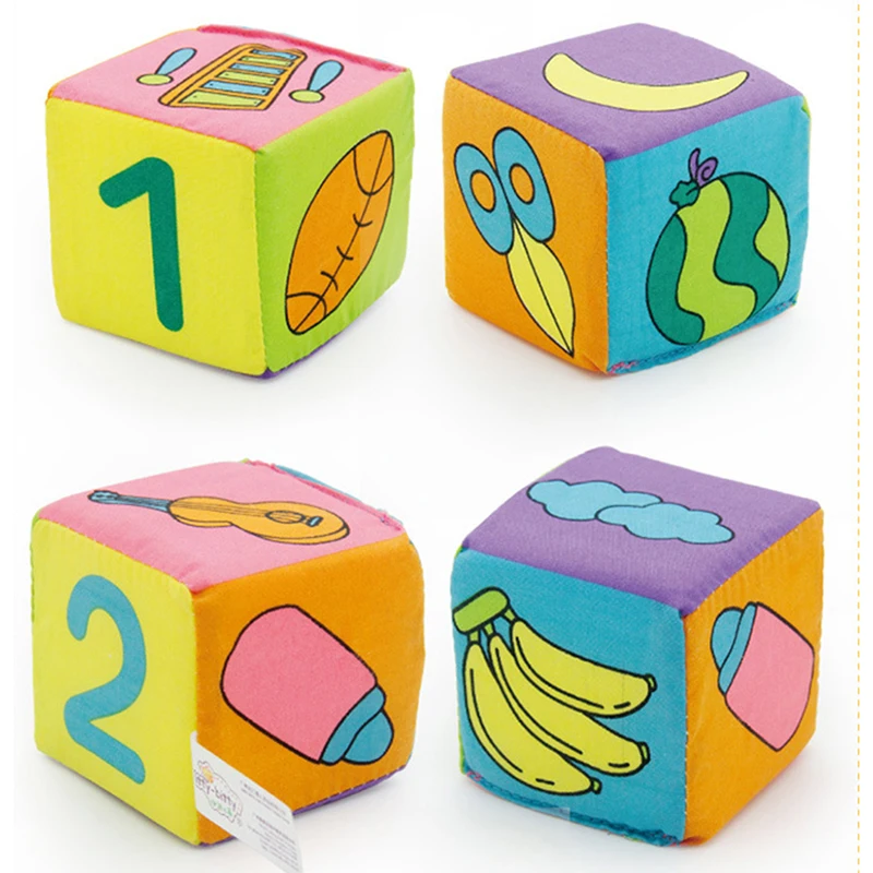  6pcs in 1Set Cloth Building Blocks New Infant Baby Cloth Doll Soft Rattle early Educational Giraff Baby Toy Soft Plush Set Cube