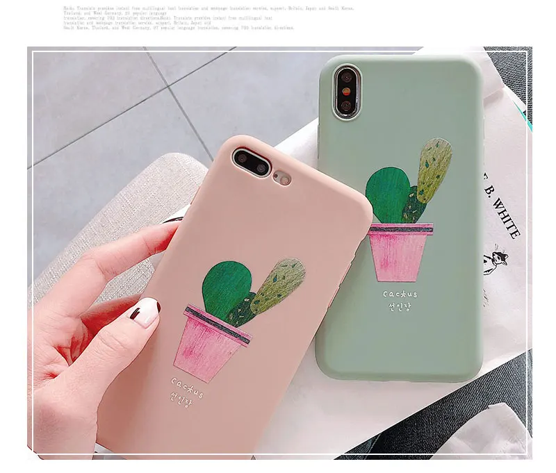 Silicone Cactus Cute Case For iPhone 8 8plus 7 7 Plus Cases Soft Phone Case For iphone 6 s 6s Plus X XR XS Max Cases Cover Coque (9)