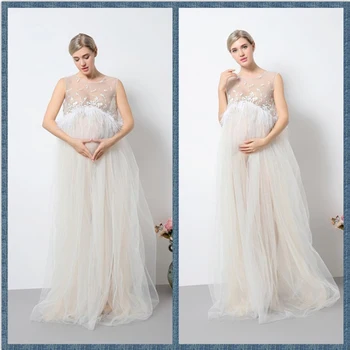 

Maternity Photography Props White Lace Tassel Maxi Dress Photo Shoot Maternity Gowns Sheer Clothes Maternity Photography Dresses