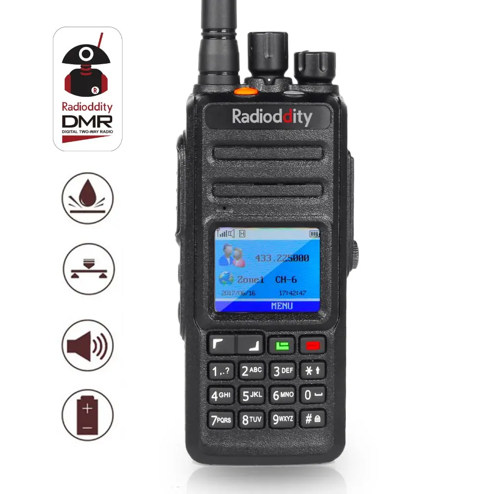 

Radioddity GD-55 Plus Waterproof Walkie Talkie DMR Radio Ham Radio 2800mAh Programming Cable 2 Antennas