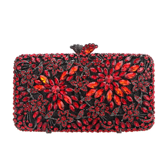 Fawziya цветочный клатч кошелек роскошная женская вечерняя сумка-клатч со стразами сумки - Цвет: Red