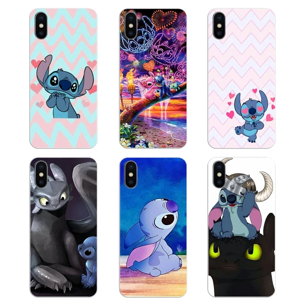 

For iPod Touch iPhone 4 4S 5 5S 5C SE 6 6S 7 8 X XR XS Plus MAX Stitch and Toothless Transparent Soft Cases Covers