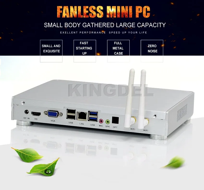 Kingdel лучшее качество мини ПК, Core i5 4260U двухъядерный, микро HTPC с бесшумным вентилятором, LAN HDMI VGA OPT офис и дом Мини компьютер Wifi