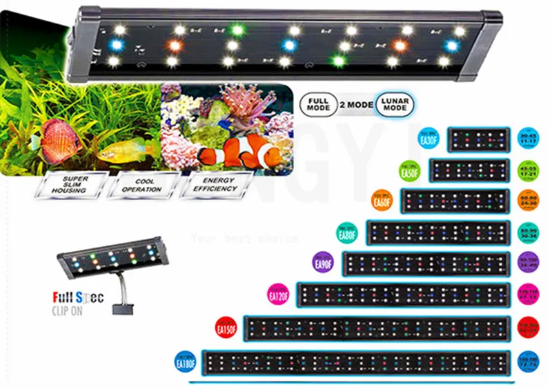 100-240 В EA-30F/50F/60F/90F/120F аквариум 4 цвета светодиодный освещение Ландшафтное освещение для аквариума лампа с Выдвижной кронштейн