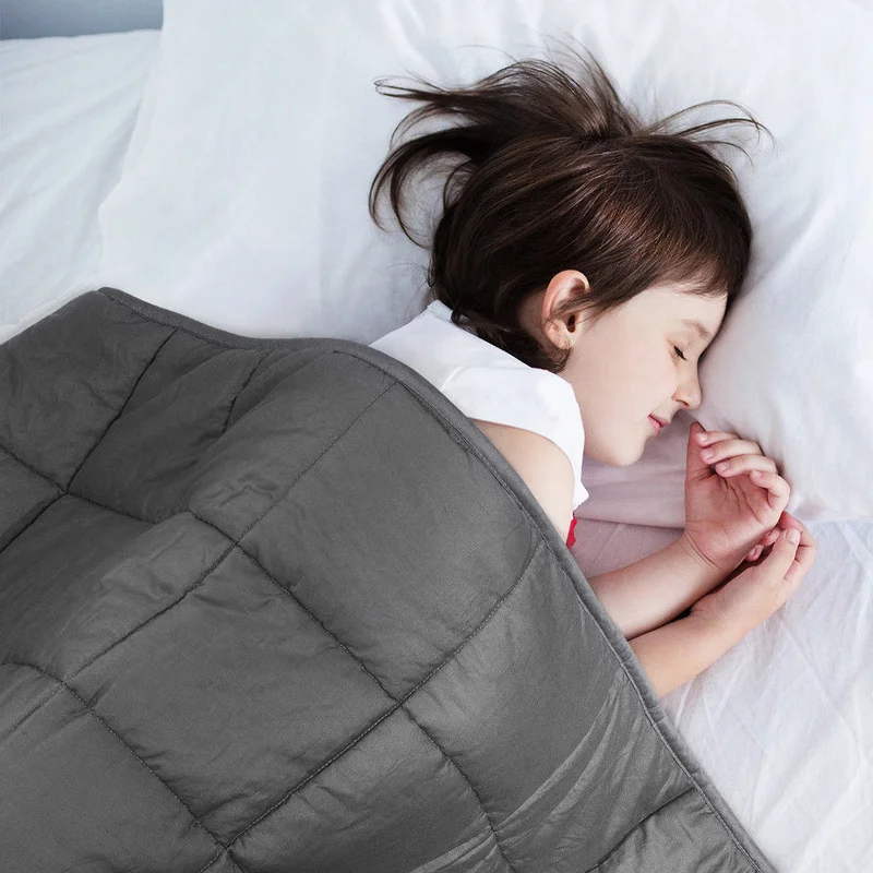 

Gray Weighted Blanket for Kids Gravity Decompression Soft Cotton Fabric Quilted Blankets Child Bedroom Sleep Bedding 90x120cm