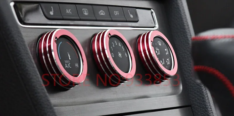 

3pcs Car Air Condition Decorative Sticker Circle Aluminum trim Fit For VW Golf 7