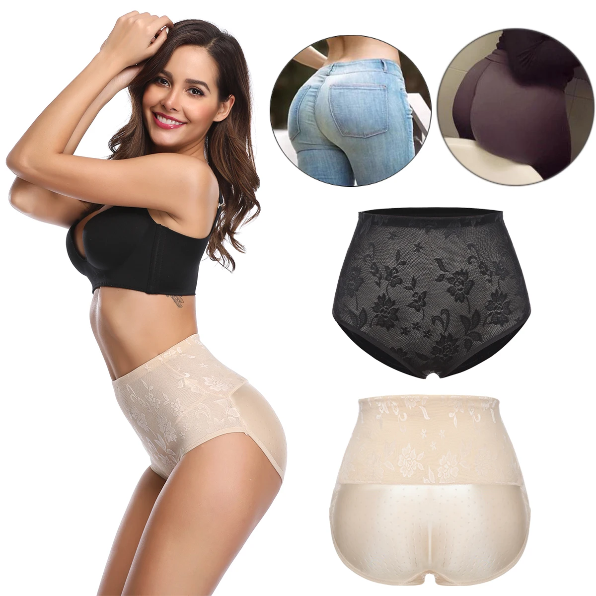 

Butt Lifter Panties for Women Padded Underwear Hip Enhancer Shapewear High Waist Tummy Control Body Shaper Seamless Briefs