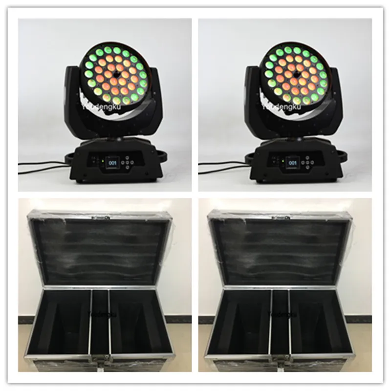 4pcs with flightcase 36x10w 4in1 RGBW LED Moving Head Wash zoom dj stage moving head 36 leds dmx ring control moving head light