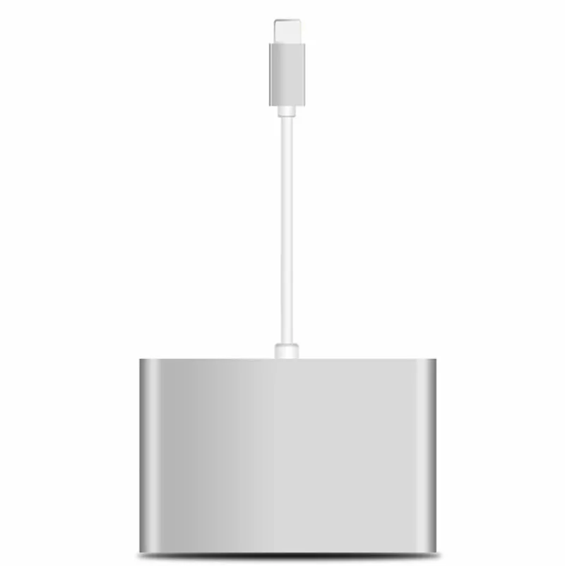HDMI VGA Audio Headphone Adapter Play Music Charging Cable 8 Pin Adapter for Iphone 6s 7s for Ipad Support iOS 12