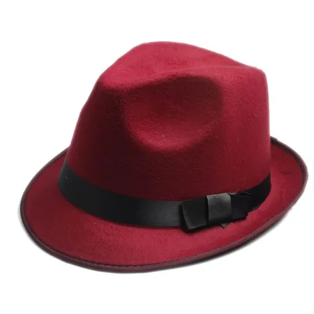 Женская мужская фетровая шляпа от солнца Trilby Gorra Toca сомбреро 25 - Цвет: wine red