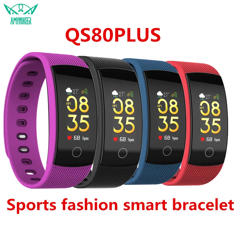 

AMYNIKEER QS80 PLUS smart bracelet heart rate blood pressure blood oxygen sleep monitoring step counter waterproof smart band