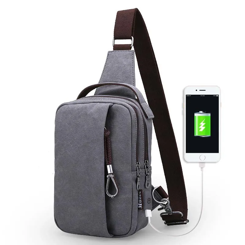 

Vintage men Crossbody Bag USB Design Chest Bag Men Female Sling bag Wallet Gift Large Capacity Handbag Hot-Selling waist bags