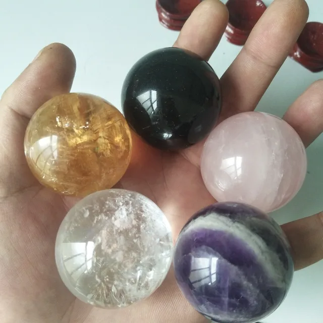 Lote de 5 unidades de bolas de cristal de cuarzo Natural, bolas de piedra de calcita, cristal rosa, amatista de sueño, cristal transparente Lote de 5 unidades de bolas de cristal de cuarzo Natural, bolas de piedra de calcita, cristal rosa, amatista de sueño, cristal transparente