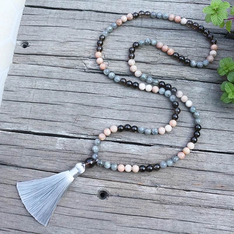 8mm Natural Stone Beads, Sunstone, Labradorite, Change, JapaMala Sets,Spiritual Jewelry,Meditation,Inspirational, 108 Mala Beads