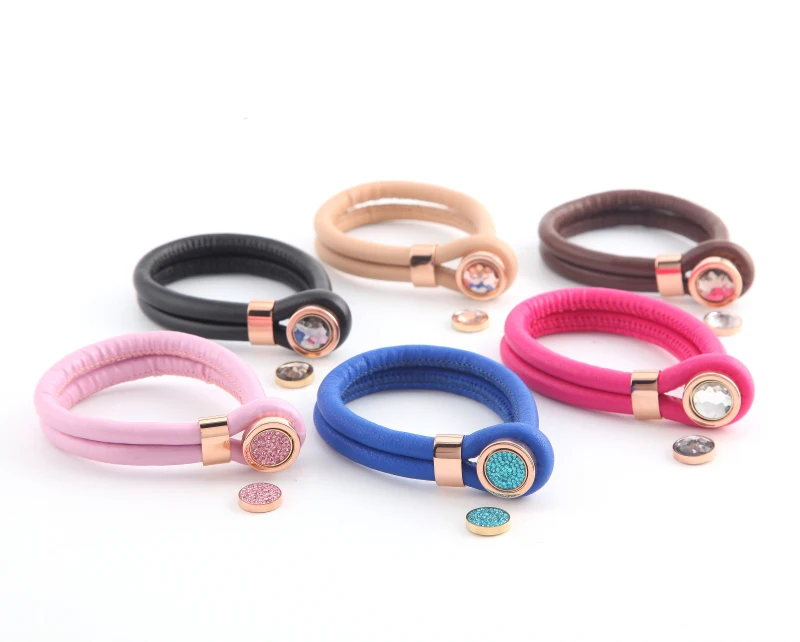 Moda joyería (2 unidades) cuero Mi moneda cambiar oro brazalete con cristal moneda Moda joyería (2 unidades) cuero Mi moneda cambiar oro brazalete con cristal moneda